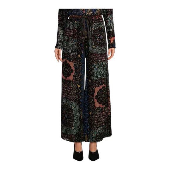 Johnny Was Axelle Burnout Velvet Patchwork Wide Leg Pants XL C64424A9 MSRP $398 - Picture 1 of 11